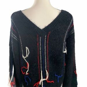 POL Dark Loose Ties Knit Black Sweater Large